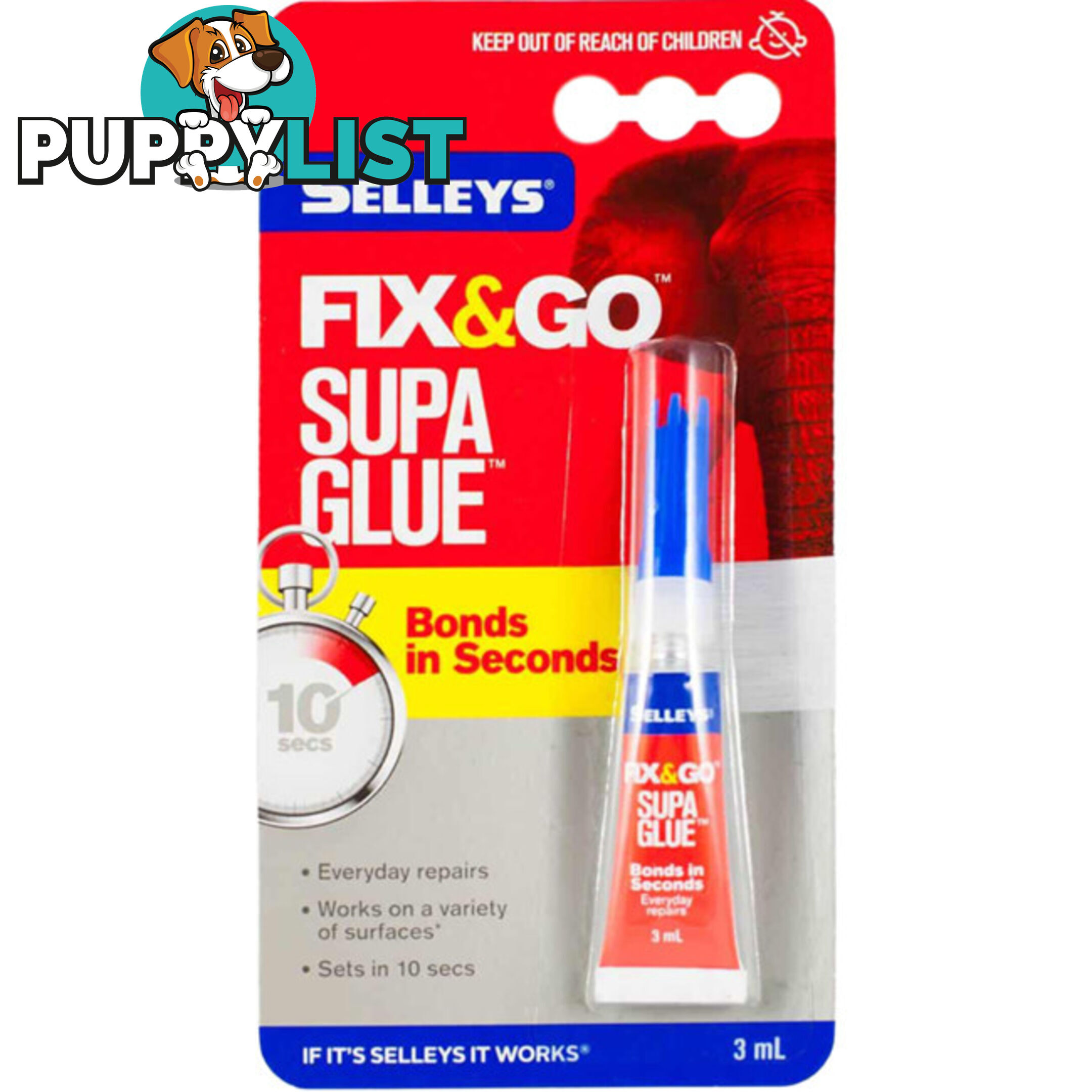 SUPA30 3ML SUPA GLUE FIX'N'GO SELLEYS SUPER GLUE