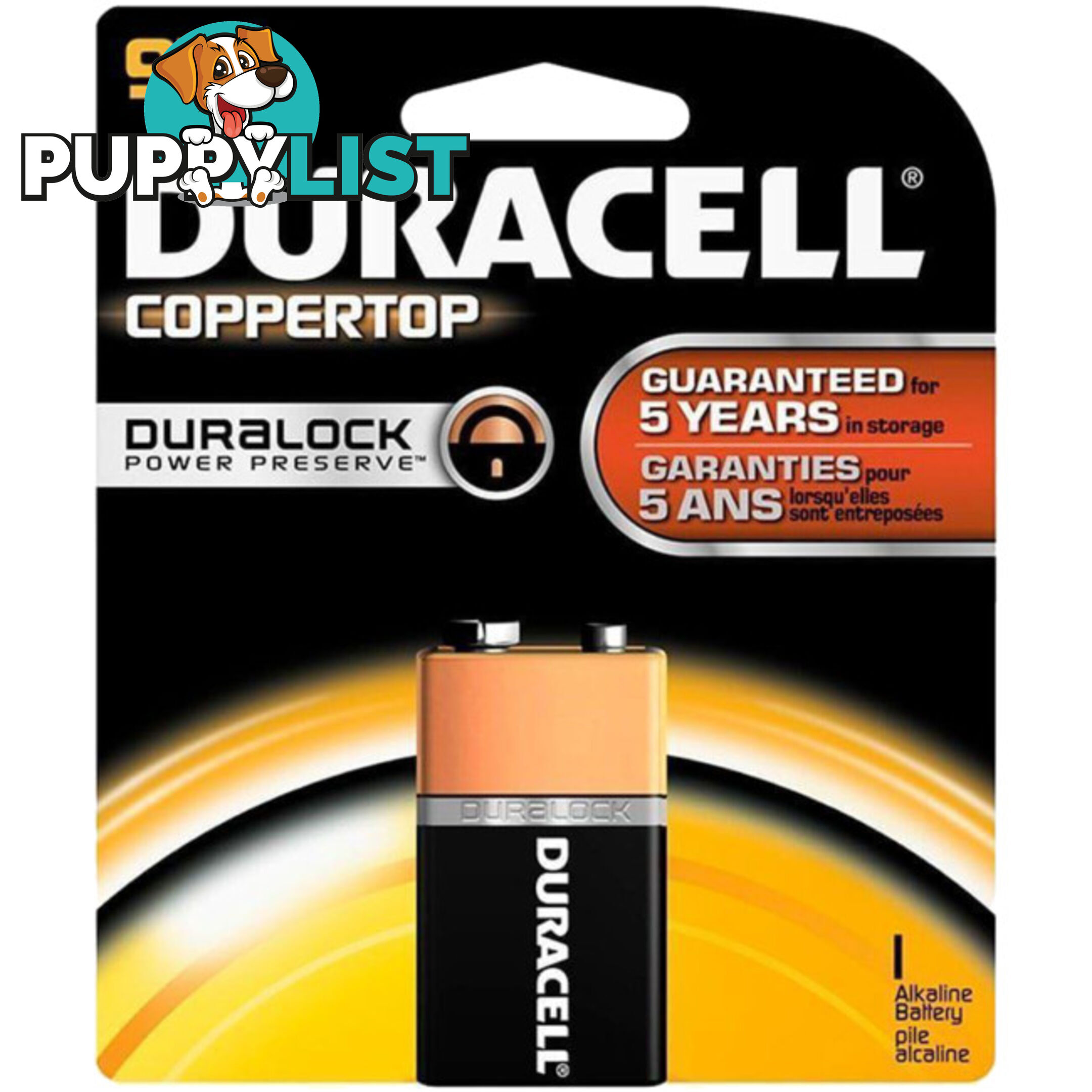 MN1604B1 9V ALKALINE DURACELL BATTERY COPPER TOP PK1 RPLCED BY ULTRA