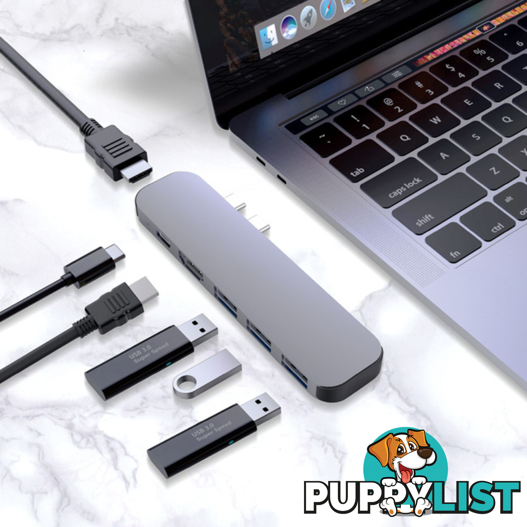 UCDP8 ELITE MINI 6-IN-1 USB-C HUB MACBOOK PRO PD HDMI 4K