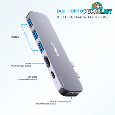 UCDP8 ELITE MINI 6-IN-1 USB-C HUB MACBOOK PRO PD HDMI 4K