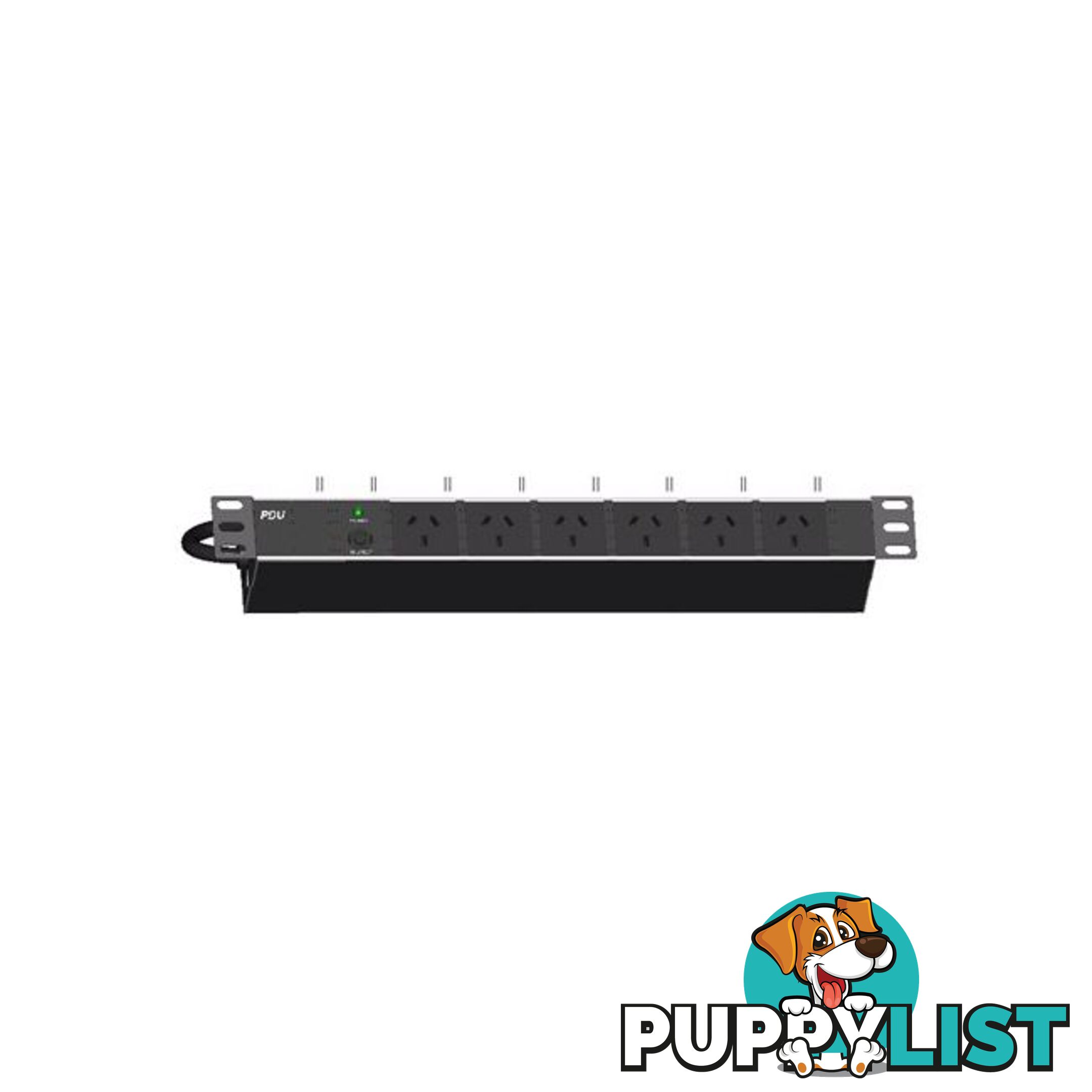 RM6WHPR 19" RACK MOUNT 6WAY HORIZONTAL POWER RAIL BLACK