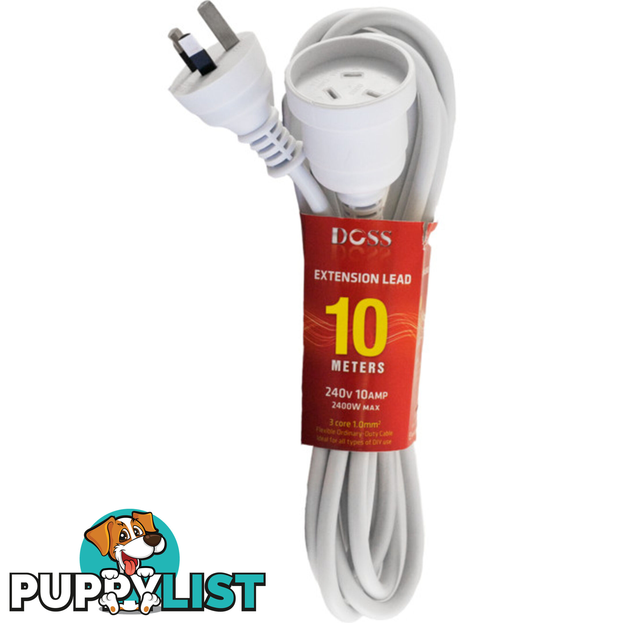 EXL10M 10M POWER EXTENSION LEAD WHITE DOSS