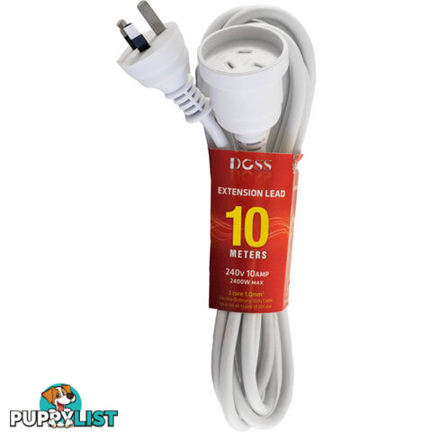 EXL10M 10M POWER EXTENSION LEAD WHITE DOSS