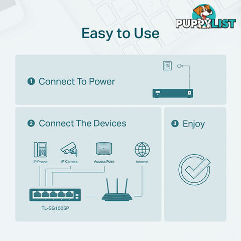 TLSG1005P 5 PORT GIGA DESKTOP POE+ SWITCH