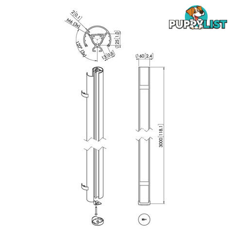 PUC2430B CONNECT IT POLE 300CM BLACK VOGELS