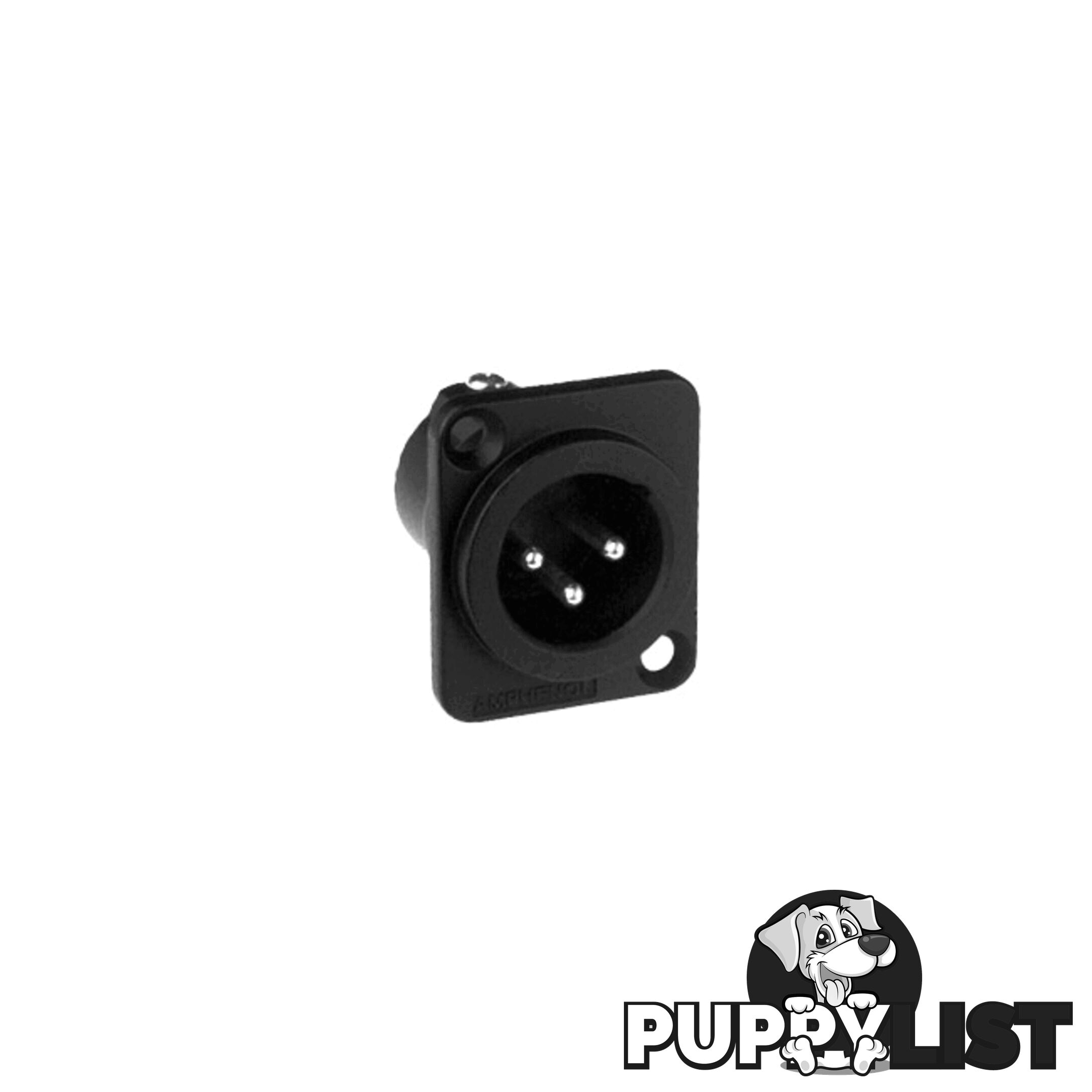 PD5346 3 PIN PANEL XLR PLUG (AC3MMDZB METAL BLACK SQUARE- SOLID PINS