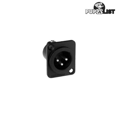 PD5346 3 PIN PANEL XLR PLUG (AC3MMDZB METAL BLACK SQUARE- SOLID PINS