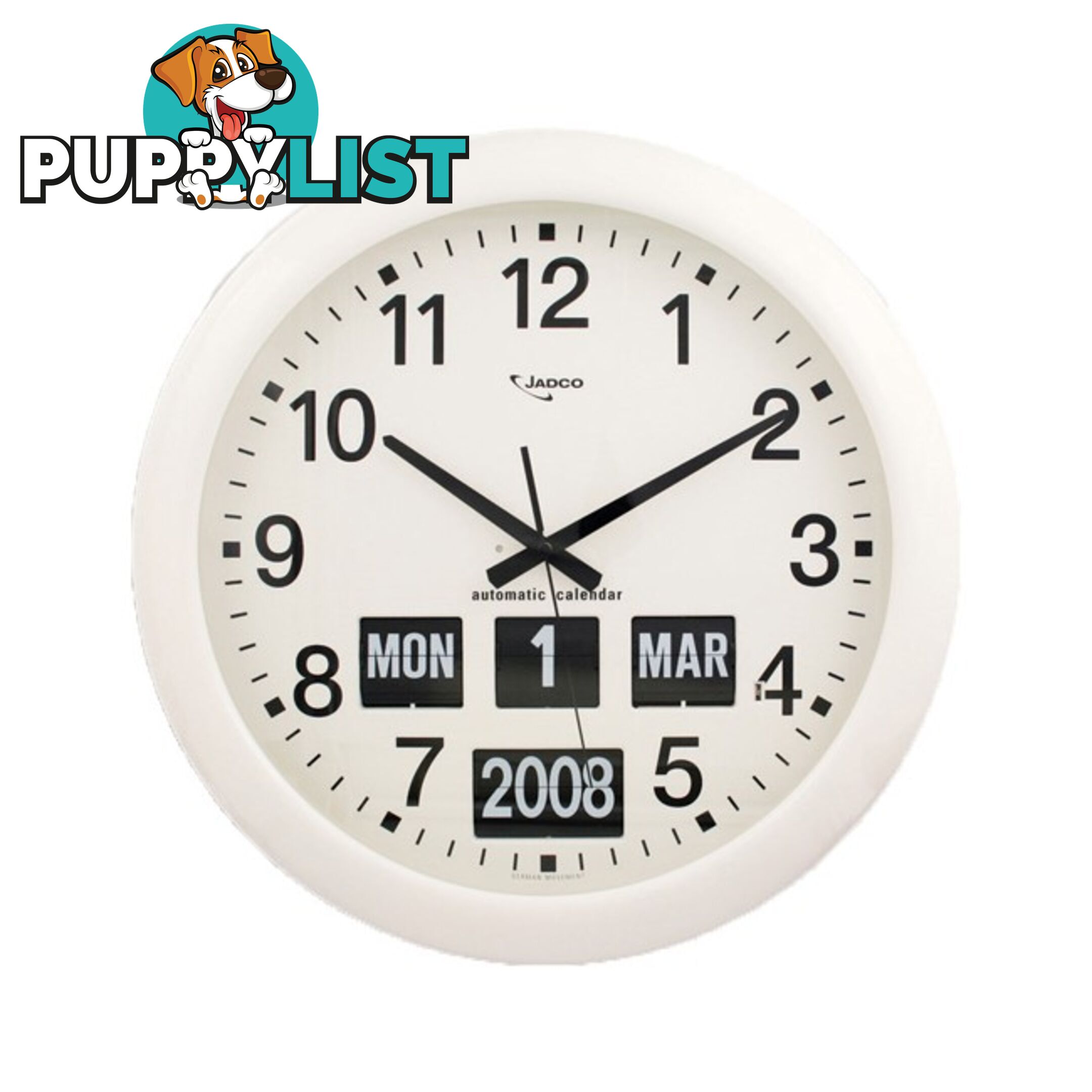 BQ368 475MM ROUND WALL CLOCK WITH CALENDAR DAY DATE MONTH AND YEAR