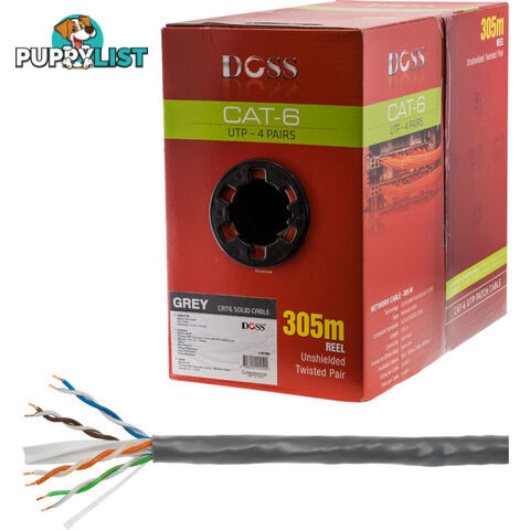 C6RGRY 305M CAT6 SOLID CABLE GREY SOLD AS 305M ROLL ONLY