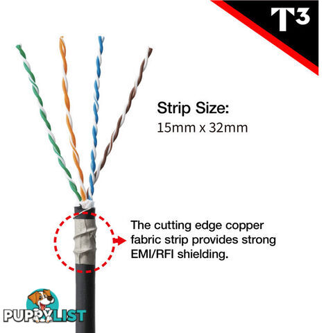 T3SPSC6S-50 STP CAT6A/6 SOLID SNAP PLUG WITH COPPER STRIP RJ45 SHIELDED 1.2MM PACK OF 50