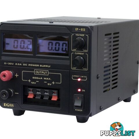 EP613 2.5AMP 0-30V DC POWER SUPPLY DIGITAL BENCH TOP BLACK