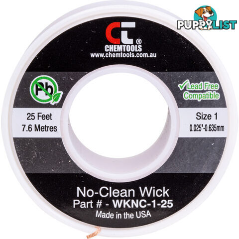 SWNC1L 0.8MM X 7.5M SODER WICK BRAID CHEMTOOLS #1 WHITE NO CLEAN