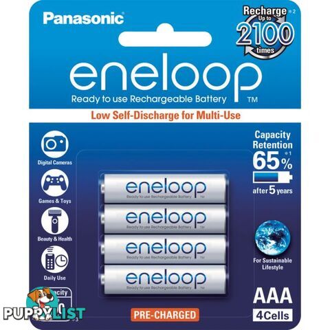 BK4MCCE4BA 4 PACK AAA ENELOOP BATTERIES RECHARGEABLE LSD PANASONIC