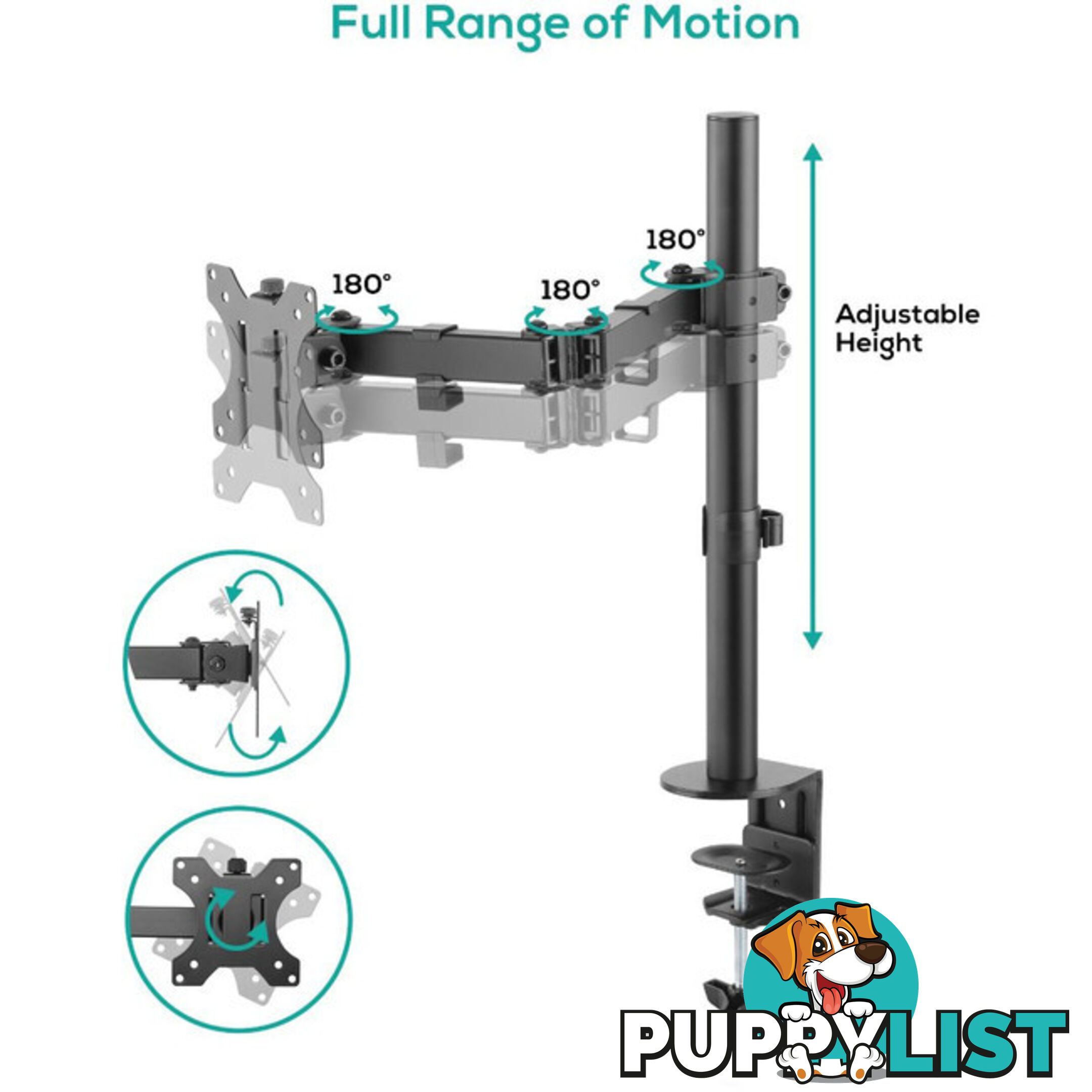 SC01K ACTIVIVA SINGLE MONITOR ARM DOUBLE JOINT