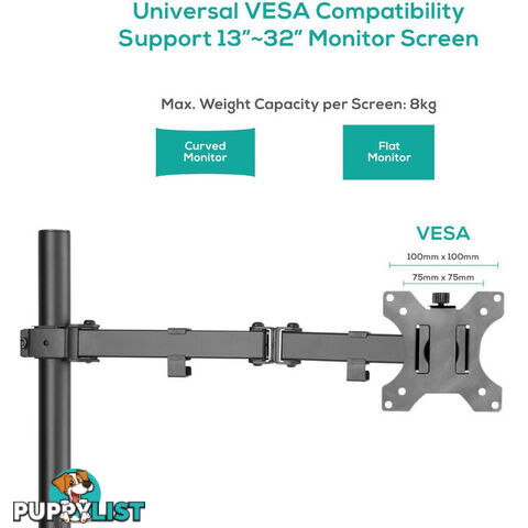 SC01K ACTIVIVA SINGLE MONITOR ARM DOUBLE JOINT