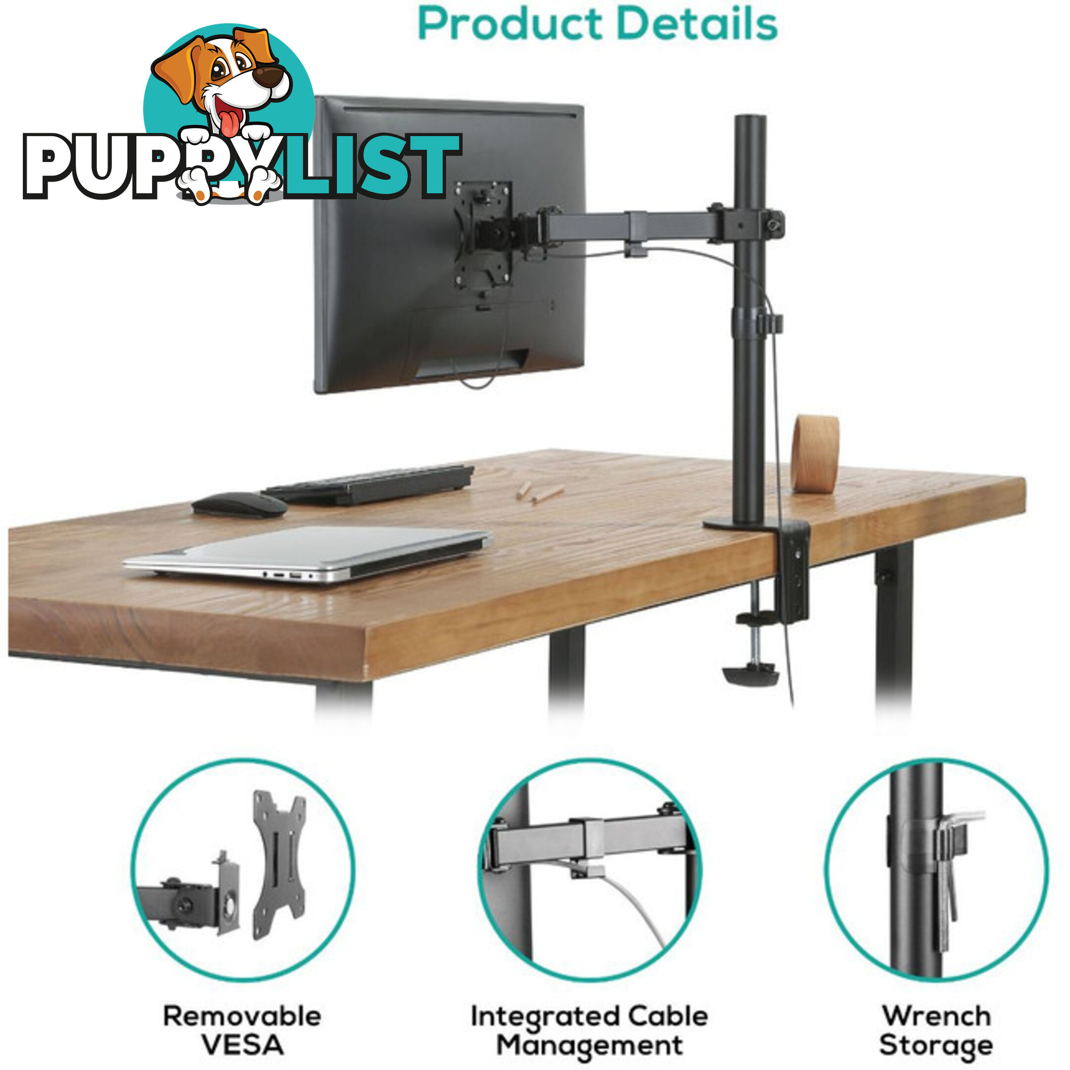 SC01K ACTIVIVA SINGLE MONITOR ARM DOUBLE JOINT