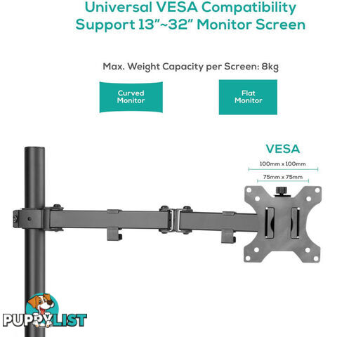 SC01K ACTIVIVA SINGLE MONITOR ARM DOUBLE JOINT