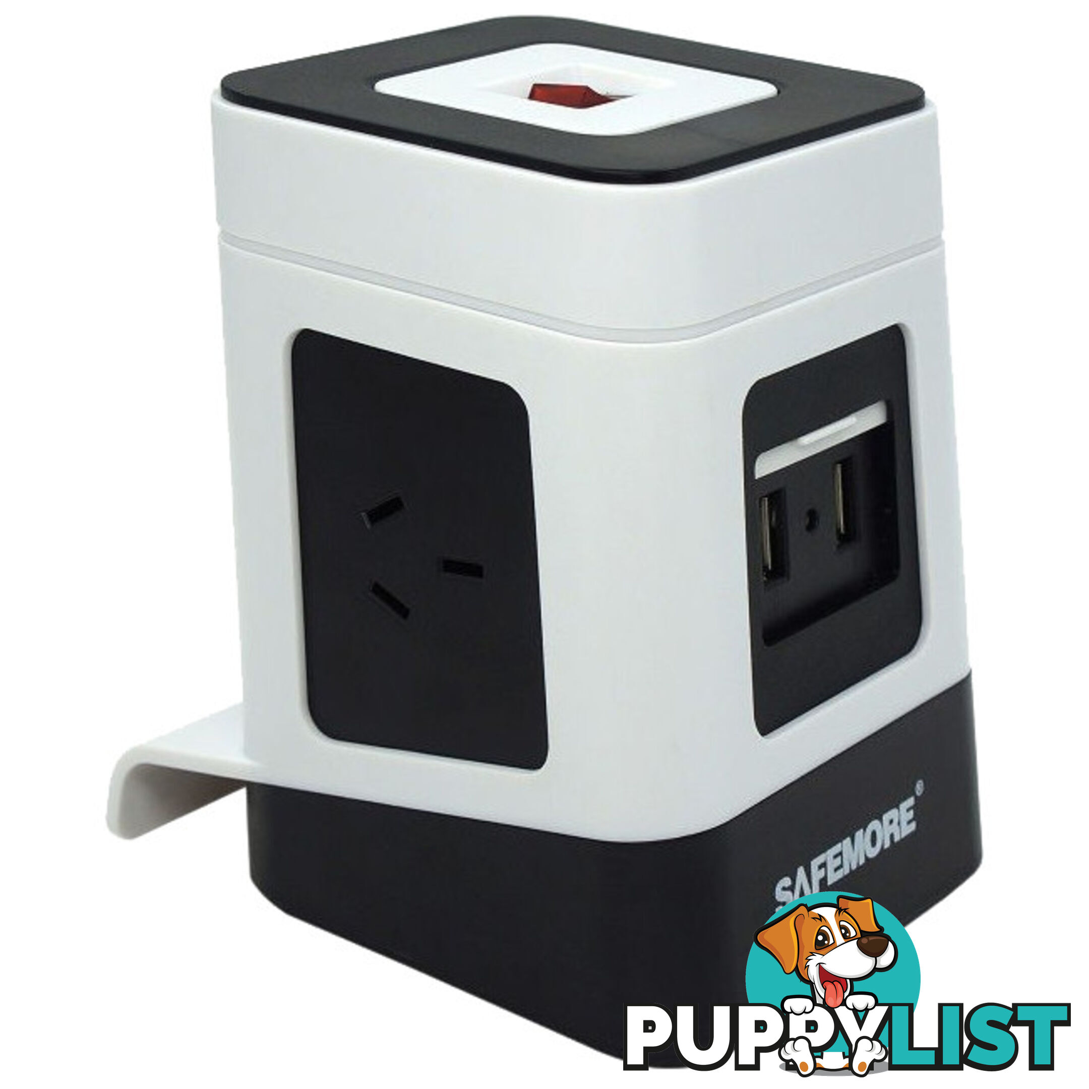 PS1LWB ONE LEVEL POWER STACKER 3 GPO 2 USB WHITE/BLACK SURGE