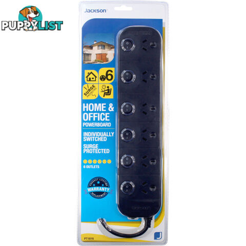 PT1816 6 OUTLET SWITCHED POWERBOARD SURGE PROTECTED JACKSON