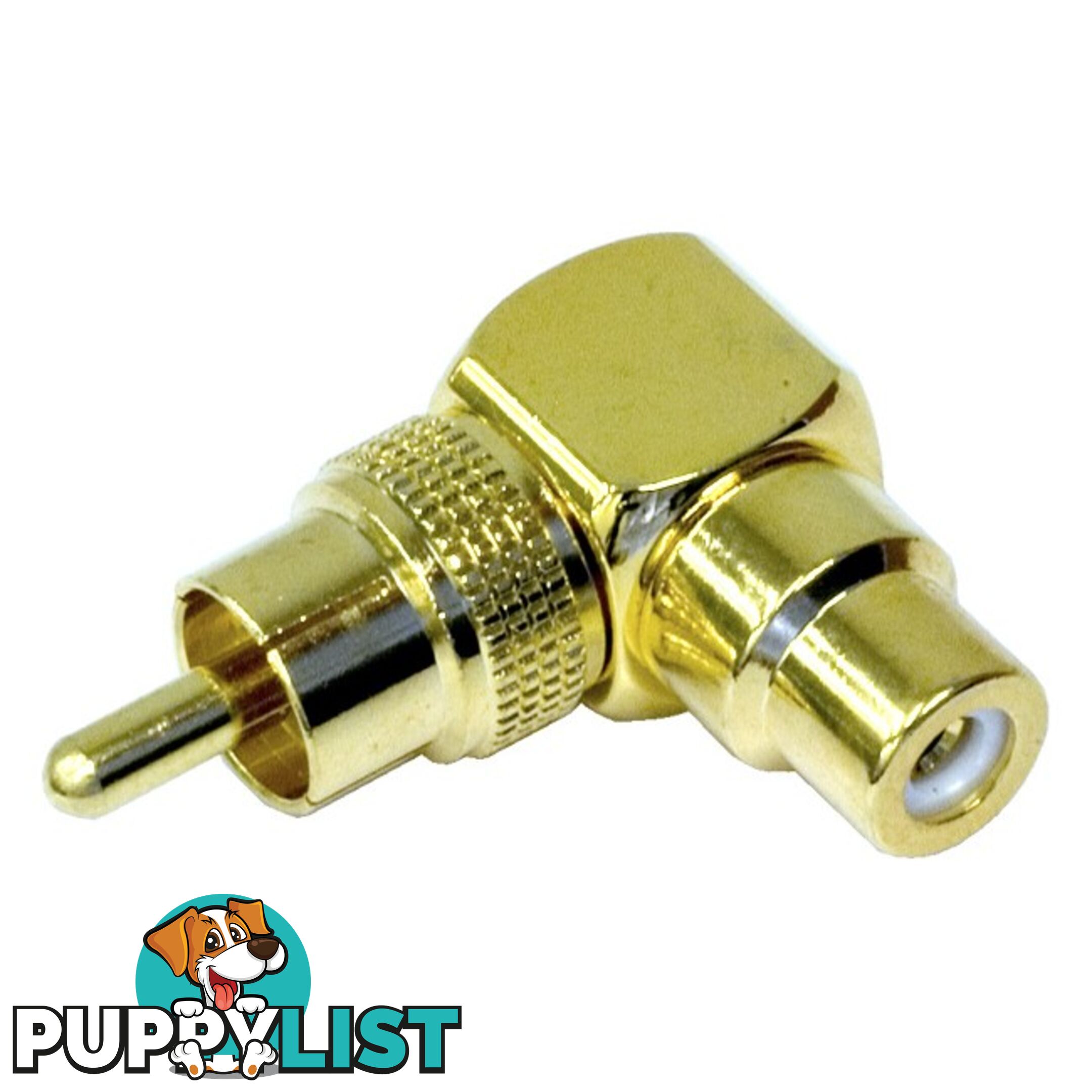 PA2470 RIGHT ANGLE RCA PLUG TO RCA SOCKET GOLD ADAPTOR