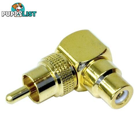 PA2470 RIGHT ANGLE RCA PLUG TO RCA SOCKET GOLD ADAPTOR