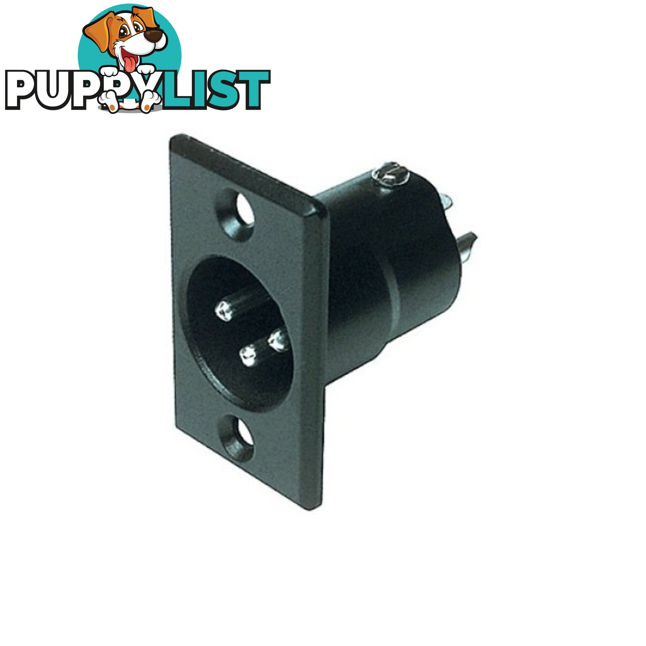 PD5349 3 PIN PANEL XLR PLUG (AC3MPNZB METAL BLACK RECTANGULAR