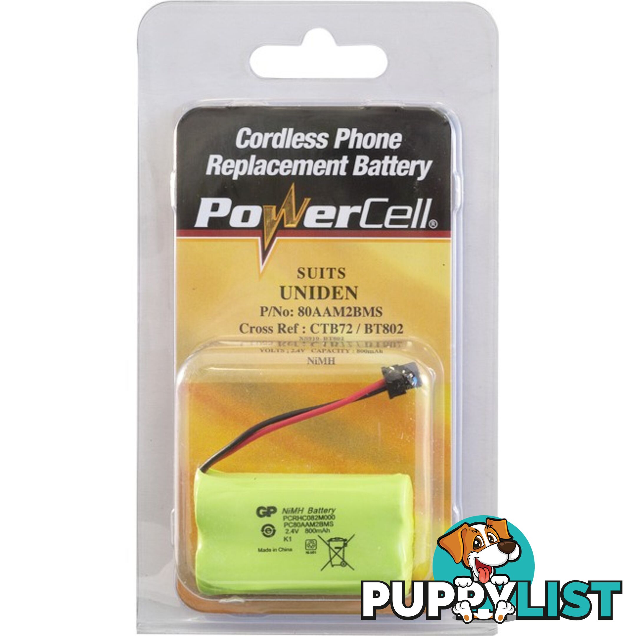 CTB72 2.4V NIMH 800MAH BATTERY SUITS UNIDEN CORDLESS PHONE