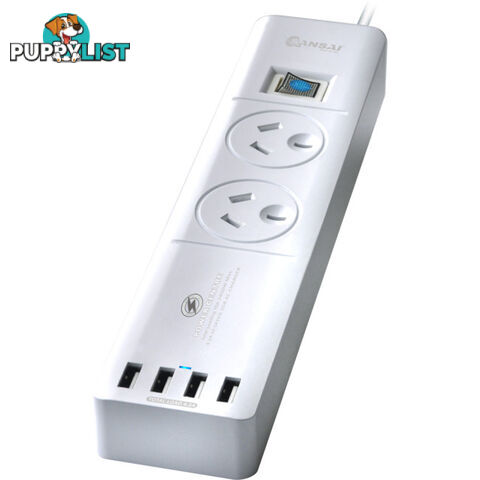 PAD4022A 2 WAY POWER BOARD WITH USB SURGE 4 USB 4.2A SANSAI