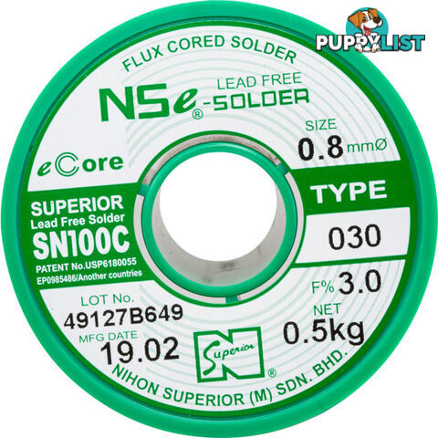 LF0.8SN100C.5K 0.8MM LEAD FREE SOLDER 500G NIHON SUPERIOR SN100C