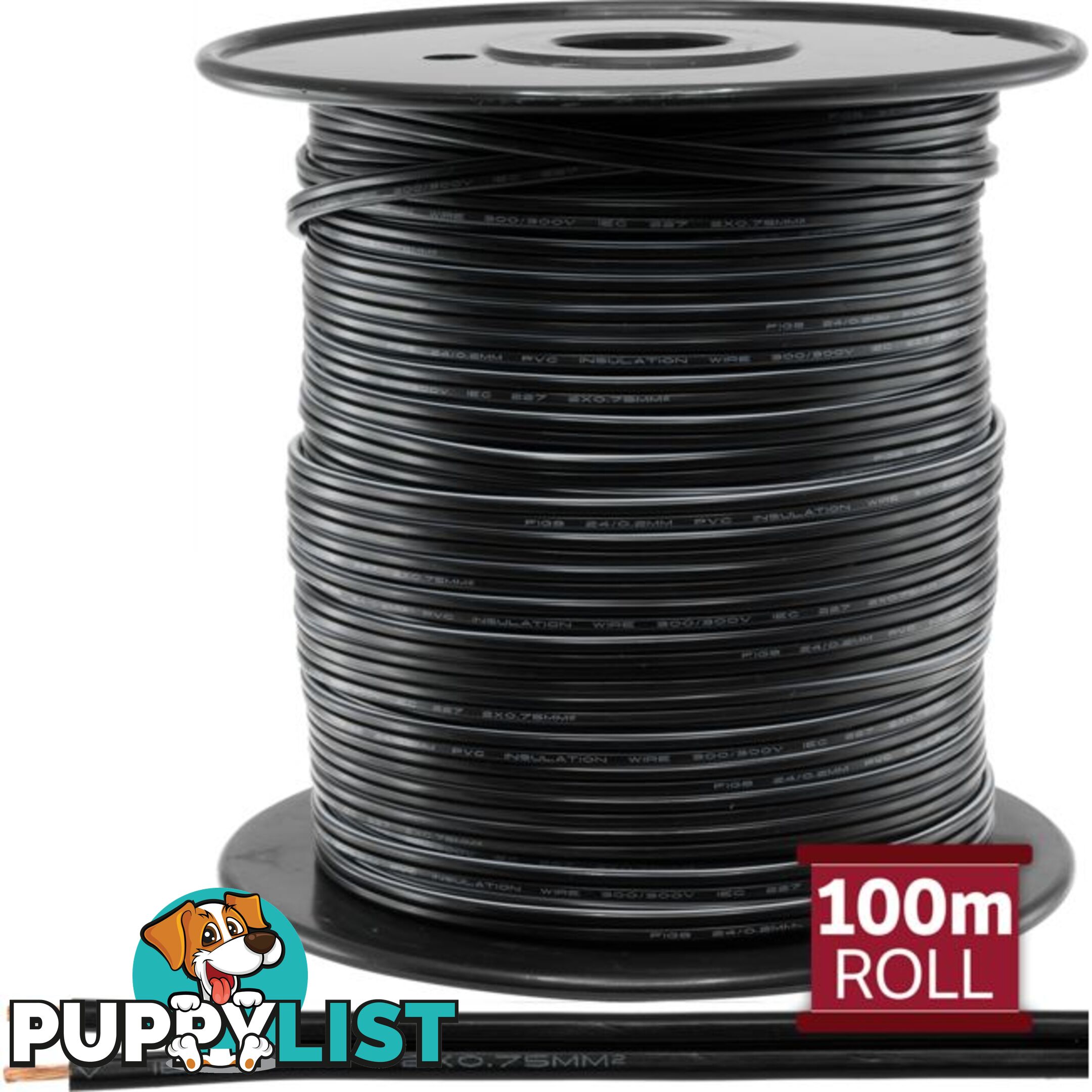 2X24-.2PB-100M BLACK TWIN POWER CABLE-100M - PER REEL FIGURE 8