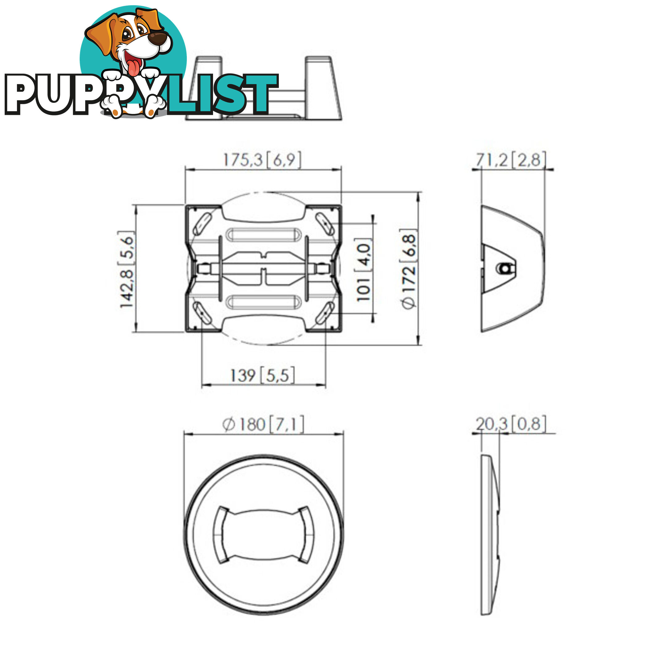 PUC1060 BLACK FIXED FLAT CEILING PLATE CONNECT IT SERIES