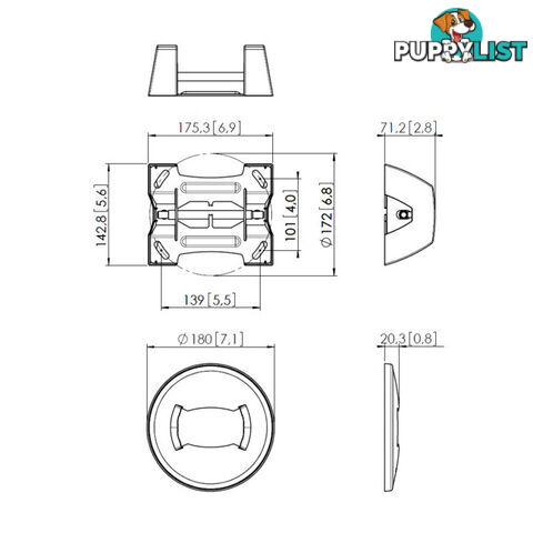 PUC1060 BLACK FIXED FLAT CEILING PLATE CONNECT IT SERIES