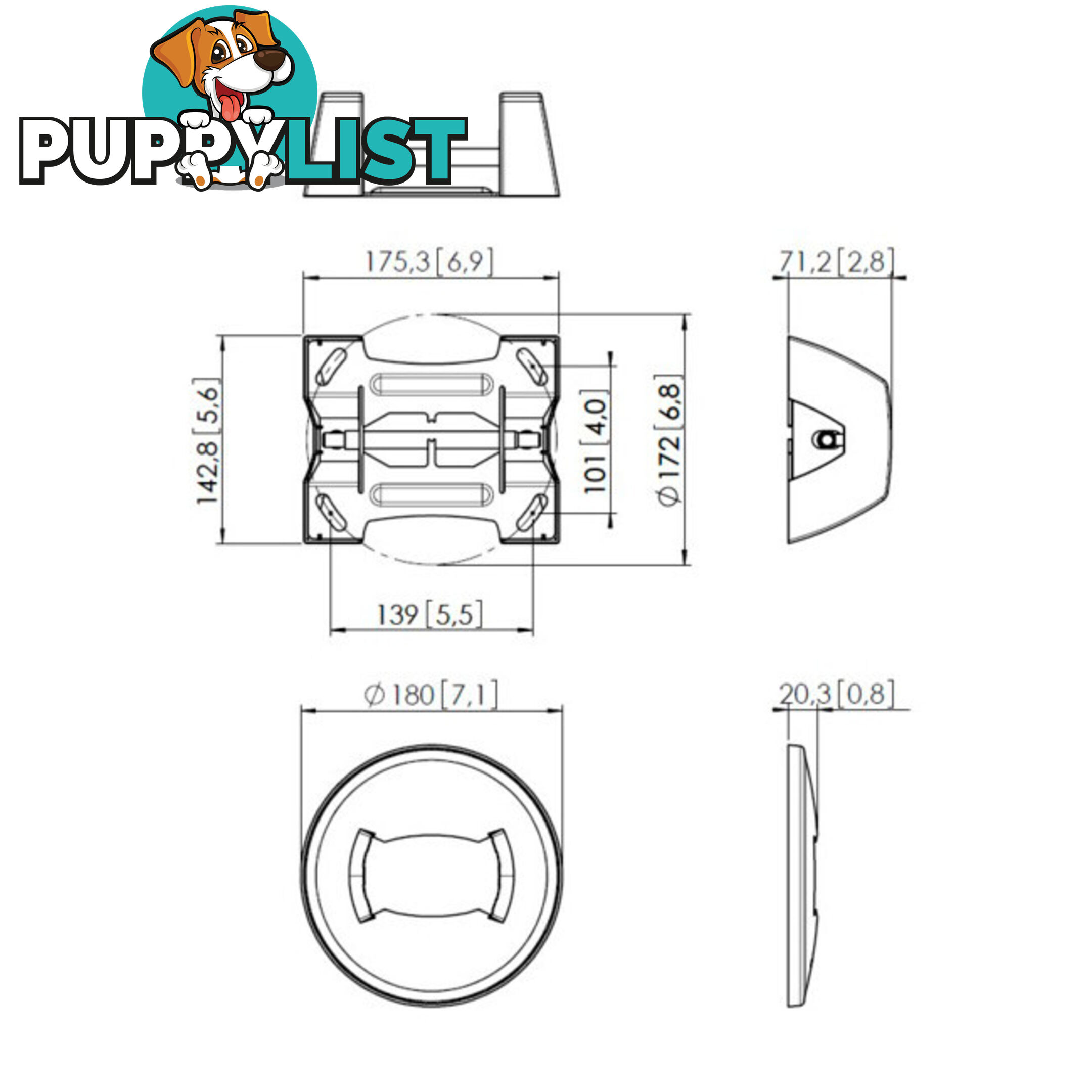 PUC1060 BLACK FIXED FLAT CEILING PLATE CONNECT IT SERIES