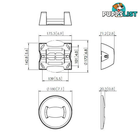 PUC1060 BLACK FIXED FLAT CEILING PLATE CONNECT IT SERIES