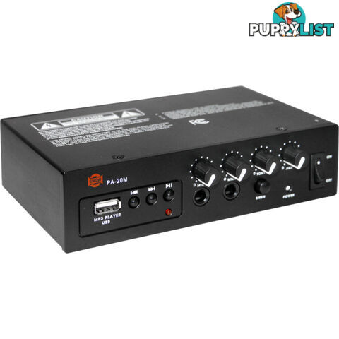 PA20M 20W DC12V CLASS D AMPLIFIER MP3 SIREN 2XMIC AUX IN SHOW