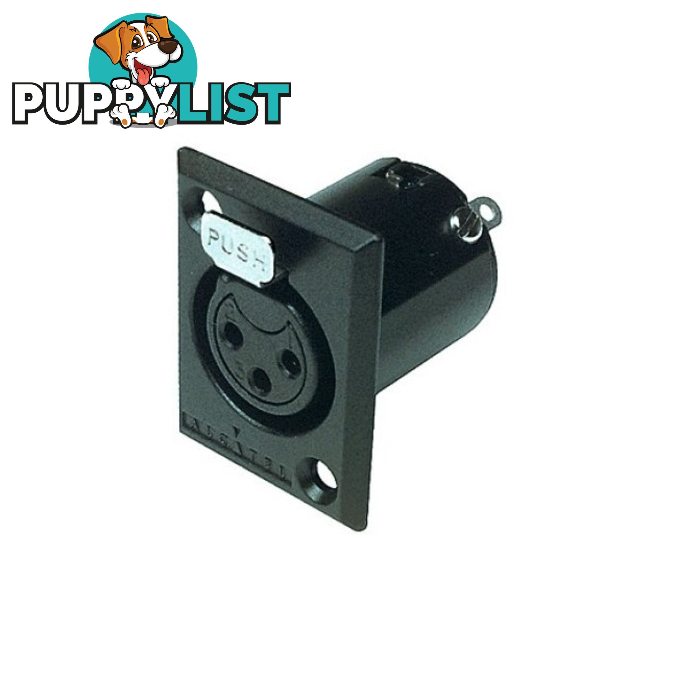 PD5367 3 PIN PANEL XLR SOCKET METAL BLACK RECTANGULAR