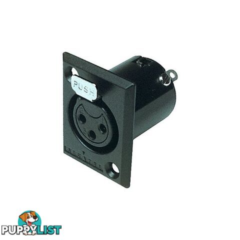 PD5367 3 PIN PANEL XLR SOCKET METAL BLACK RECTANGULAR