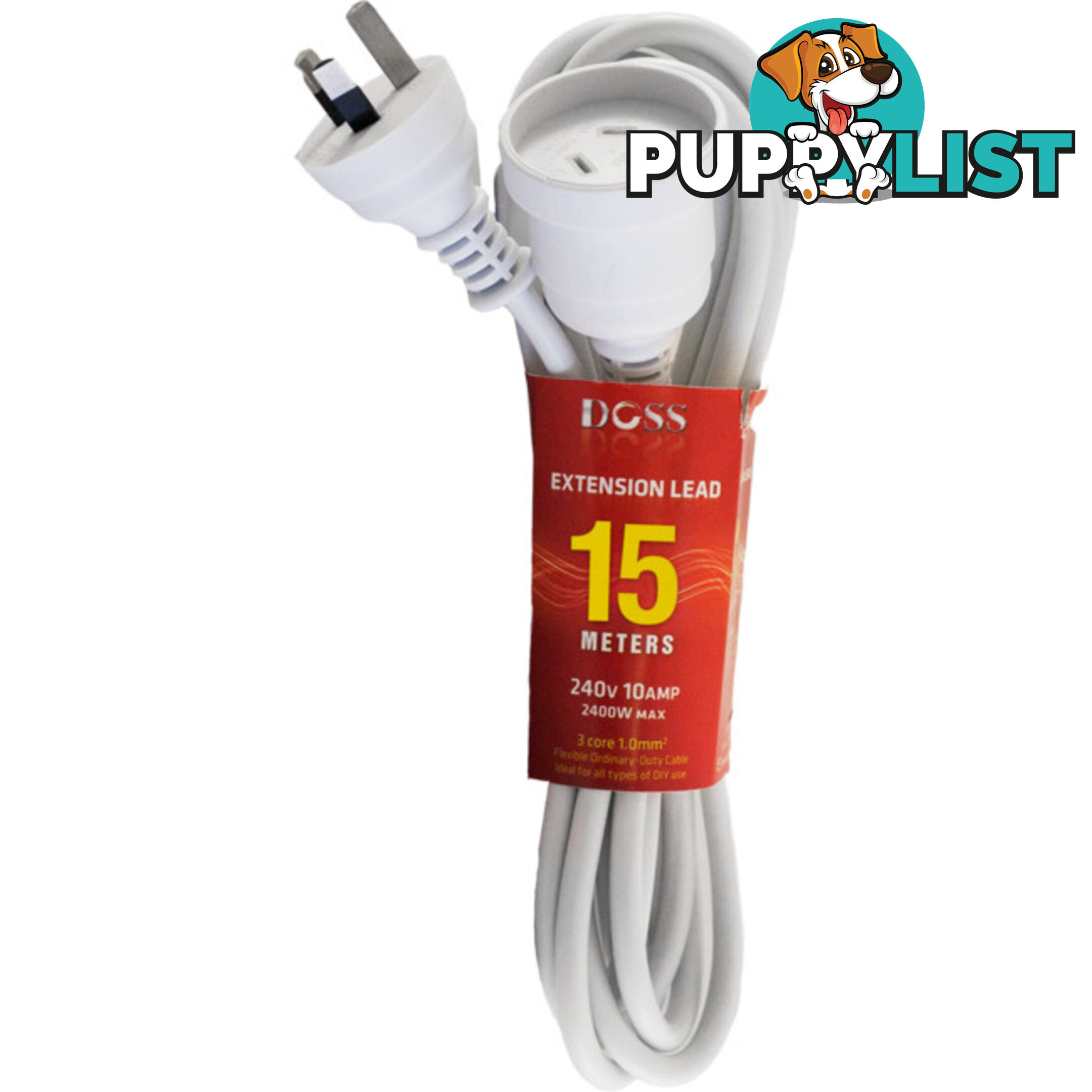 EXL15M 15M POWER EXTENSION LEAD WHITE DOSS