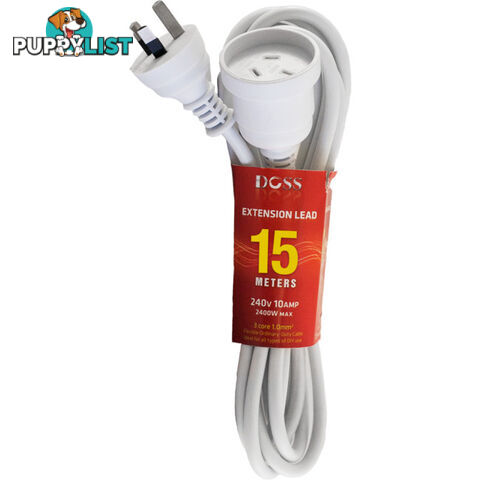 EXL15M 15M POWER EXTENSION LEAD WHITE DOSS