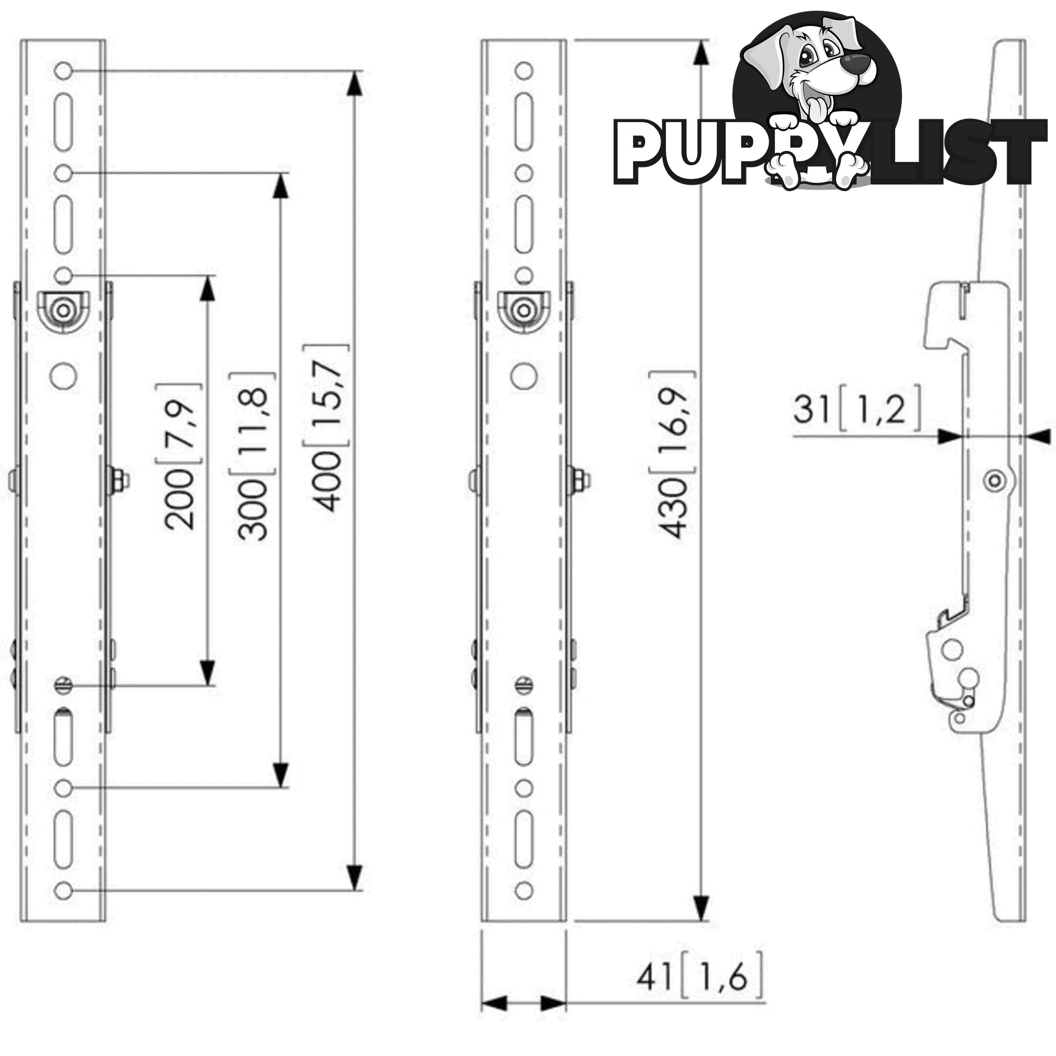 PFS3204 VOGELS 160KG DISPLAY STRIPS 400MM VERTICAL FITMENT