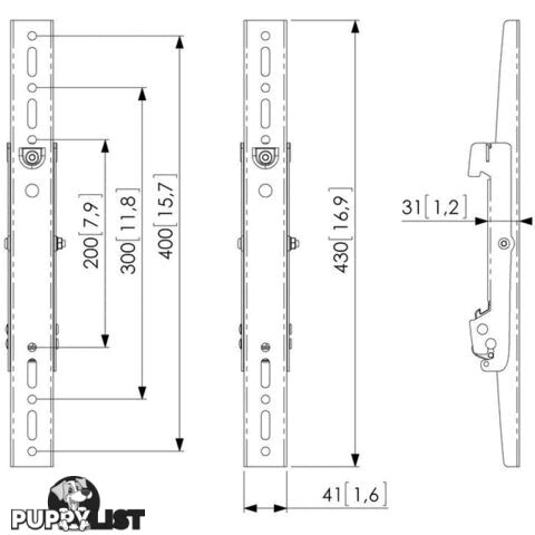 PFS3204 VOGELS 160KG DISPLAY STRIPS 400MM VERTICAL FITMENT