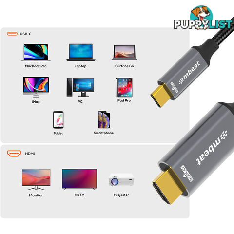 LC8022 1.8M USB-C TO HDMI CABLE 8K TOUGH LINK