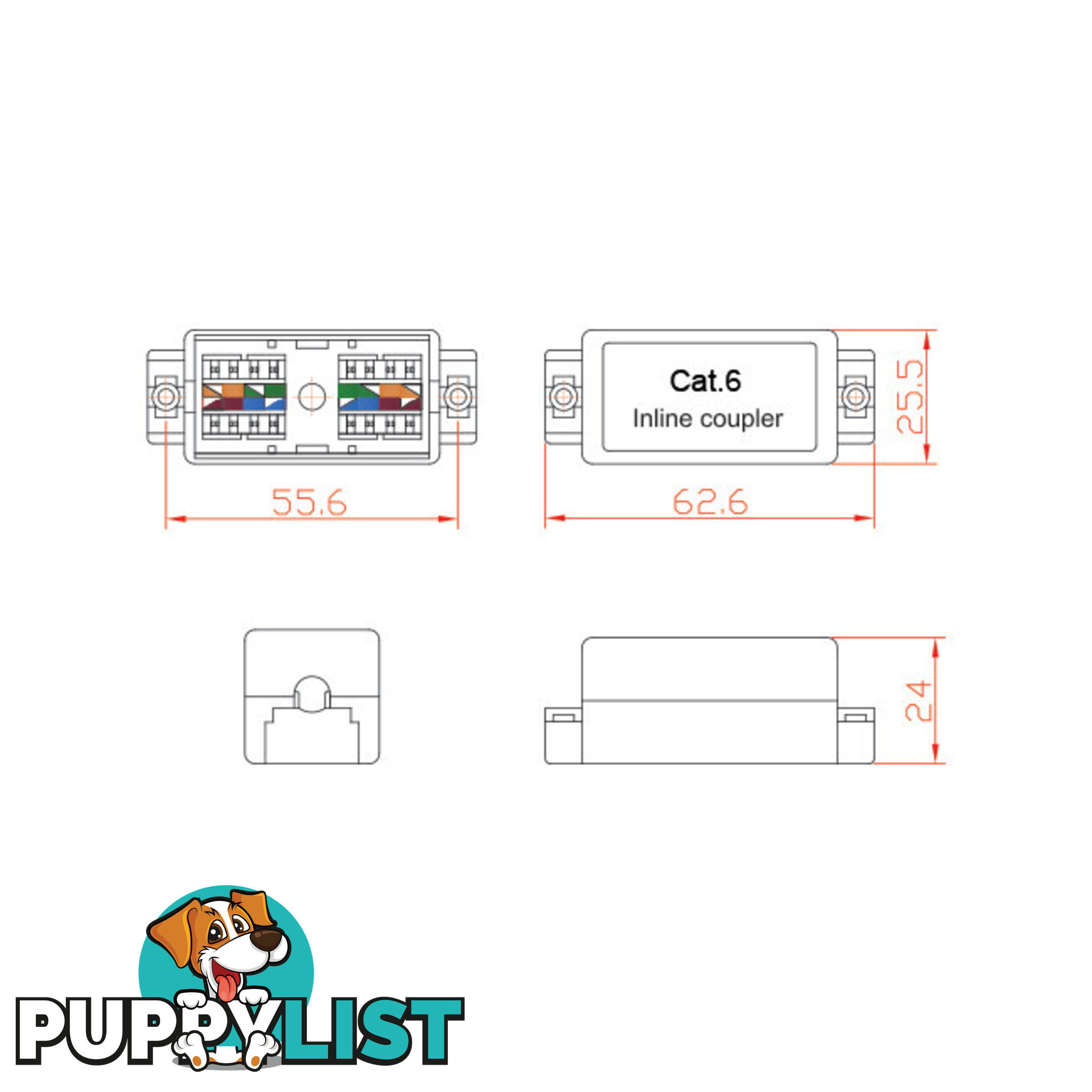 PDCAT6J CAT6 INLINE COUPLER PUNCH DOWN CAT6 JOINER