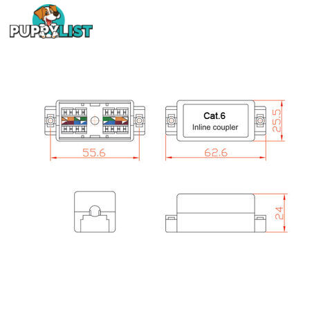 PDCAT6J CAT6 INLINE COUPLER PUNCH DOWN CAT6 JOINER