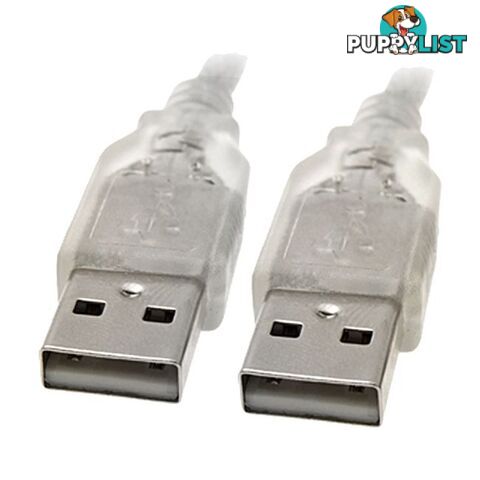 LC7193 USB-A PLUG TO USB-A PLUG - 3M LEAD USB2.0 - TRANSPARENT