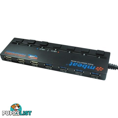 USBM43HUB 7 PORT USB 3.0 & 2.0 HUB WITH INDIVIDUAL SWITCH MBEAT