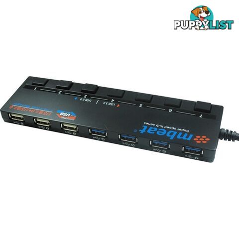 USBM43HUB 7 PORT USB 3.0 & 2.0 HUB WITH INDIVIDUAL SWITCH MBEAT