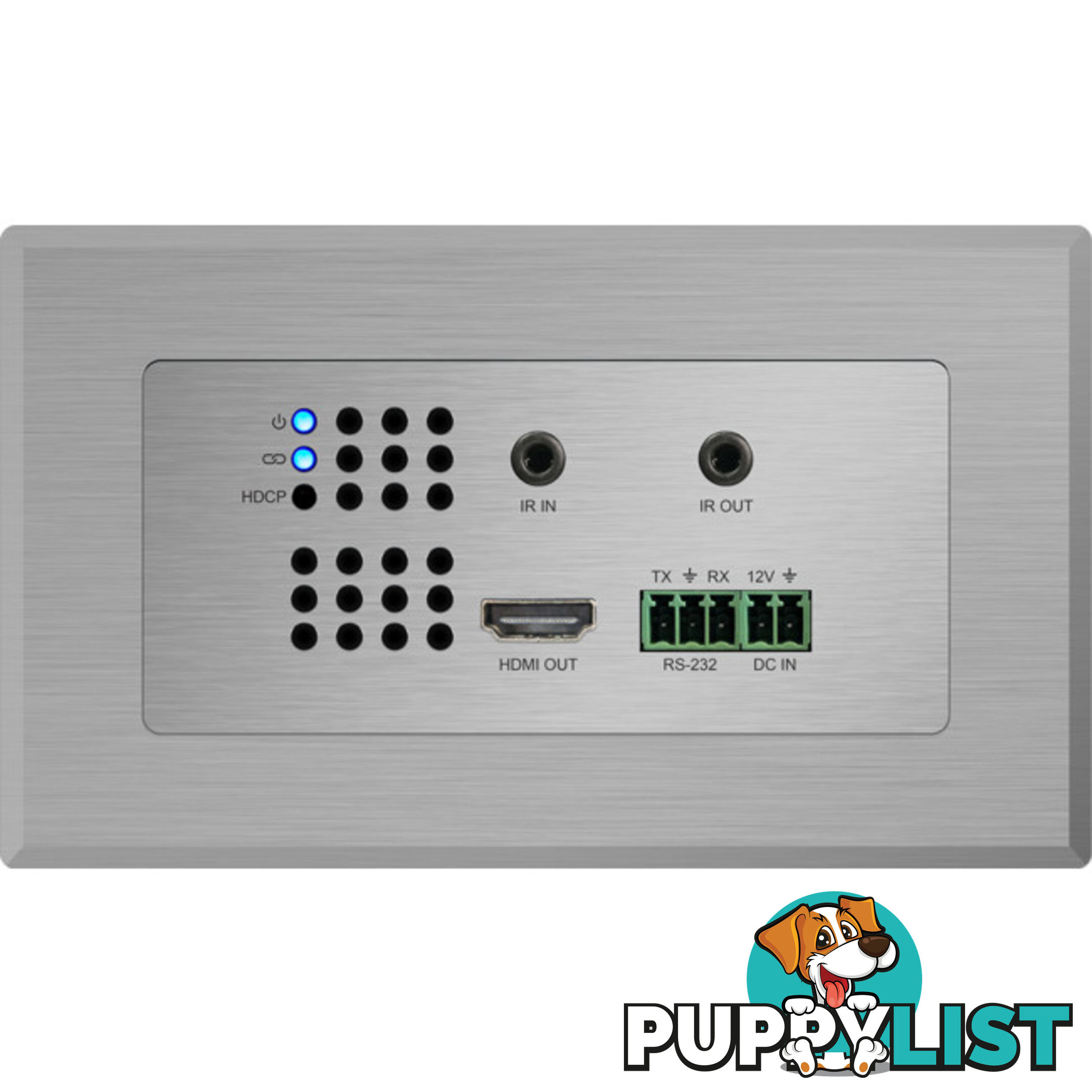 HEX11WPRX HDMI WALL PLATE HDBASET RX RS-232 AND IR UPTO 70M (4K- 40M)