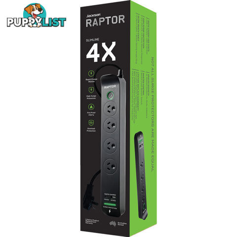 RAP4 RAPTOR 4 WAY SURGE PROTECTED POWERBOARD 30W PD USB-C 30W QC USB-A