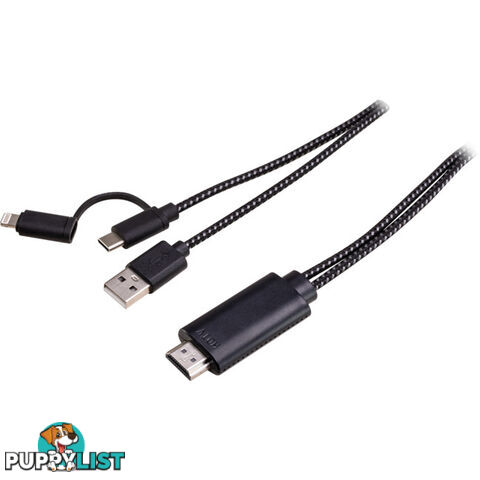 C8P2HDMI TYPE-C LIGHTNING TO HDMI LEAD 1.8M 8 PIN AND TYPE C 2 IN 1